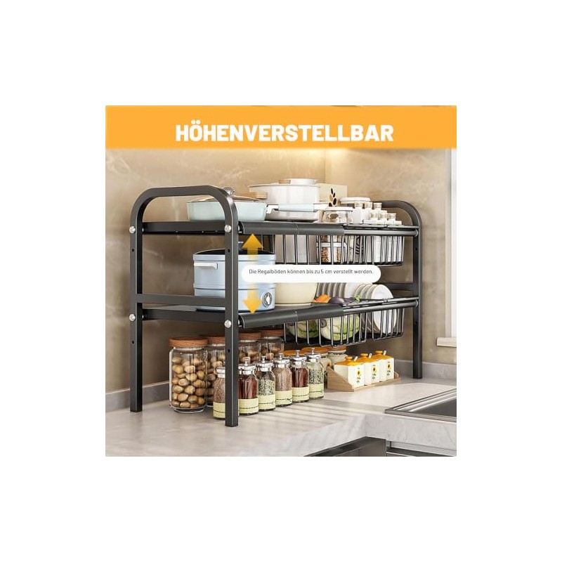 HAMON Sink Organiser, 2 Levels Expandable Under Sink Organiser, 53-88