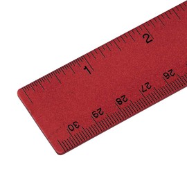 JAM PAPER Stainless Steel Ruler - 30 cm (12 Inch) - Metal Ruler with Non-Skid Cork Backing - Red Metallic - Sold Individually