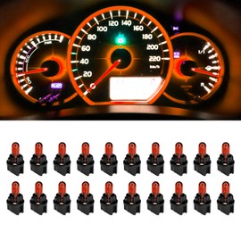 QQWD 20PCS T5 17 57 86 Halogen Instrument Cluster Bulbs Kits, 12V Dash Light for Car Interior, Automotive Replacement Gauge Cluster Panel Bulb with T5 Sockets, Universal Lighting Accessories（Amber
