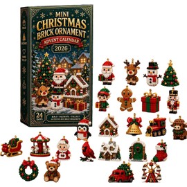 24-Day Mini Christmas Brick Ornament Advent Calendar, Divertidos Sets de Construcción con 24 Adornos únicos de Ladrillos para árboles de Navidad,