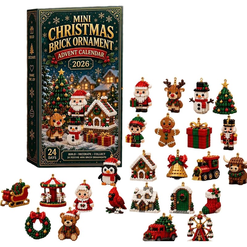 24-Day Mini Christmas Brick Ornament Advent Calendar, Divertidos Sets de