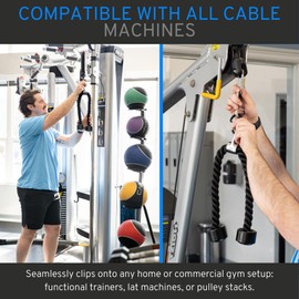 Tricep Rope Cable Attachment, 27" Tricep Pull Down Attachment Carabiner, Rope Attachment for Cable Machine, Gym Rope Attachment, Cable Rope Attachments for Gym, Rope Pull Down Attachment, Triceps Rope