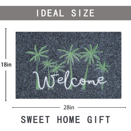 JJUUYOU Outdoor Welcome Mat for Front Door Indoor Entrance Palm Trees Doormat Farmhouse Durable Non Slip Rubber Backing Mat for Outside Entry Floor Mat Inside Entrance Mat