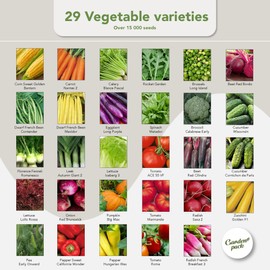 Garden Pack Vegetable Seeds Pouch - 50 Varieties of Vegetable, Herb & Flower Seeds for Planting - 25,000 Non GMO Heirloom Seeds - Gardening Gifts for Men and Women