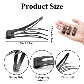 JRYXDS 18 Stück Haarspangen Damen Doppel Griff,Haar Clips Metall Snap,Haarspangen Haarklammern Klein,Für Haarherstellung, Salonbedarf (Schwarz)