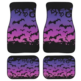 GLENLCWE Purple Bat Car Floor Mat Set 4 Pieces, Front & Rear Car Floor Mats Non-Slip, Universal Fit Cars Foot Pads Automotive Accessories