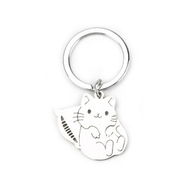 MUCOOS Cat Keyring, Cute Pet Keyring, Cat Lover Keyring, Gift for Friends, Gift for Women, Car Keyring, Silver3