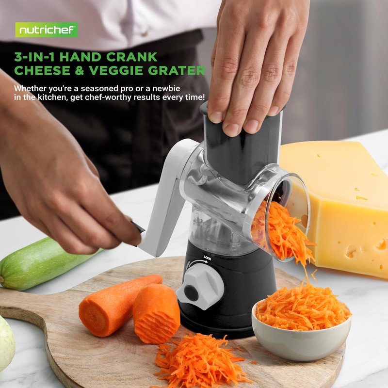 Nutrichef 3 in 1 Cheese Grater & Shredder | Strong
