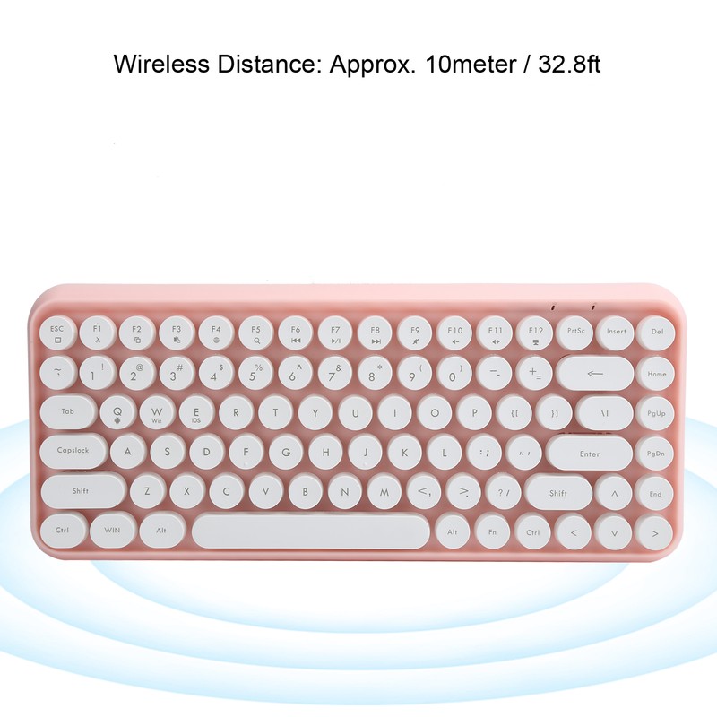 Ajazz Wireless Keyboard Bluetooth 84 Keys Retro Round Keycap Gaming