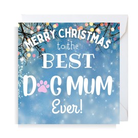 Second Ave Best Dog Mum Square Christmas Xmas Holiday Festive Greetings Card