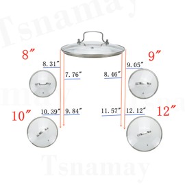 Tsnamay 10 Inch Clear Glass Pot Lid for Frying Pan Replacement Cover Can Withstand 356°F (180℃) with Stainless Steel Arch Bridge Handle,Matte Silver