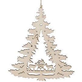 Winter Christmas Window Decoration Sawn Wooden Deer