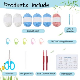 ORIGACH Crochet Bag Kit for Beginners Adults, Gorgeous Granny Square Bag kit Easy Crochet Puff Shoulder bag Set with Step by Step Video Tutorial, Instruction, Yarn, Hook, Accessories