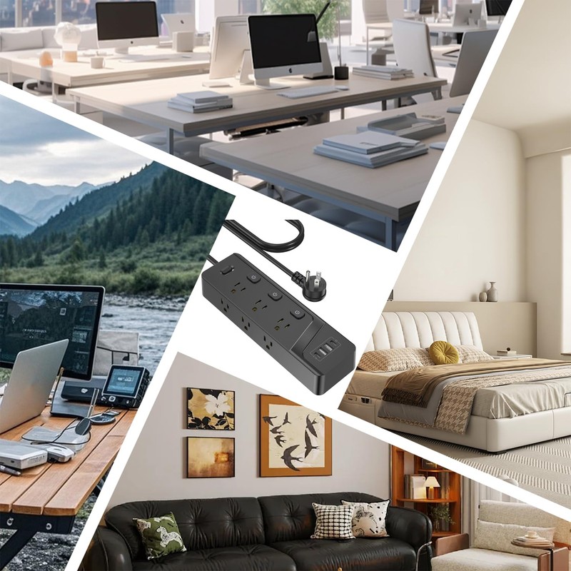HITRENDS Power Strip with 6 AC Outlets and 4 USB