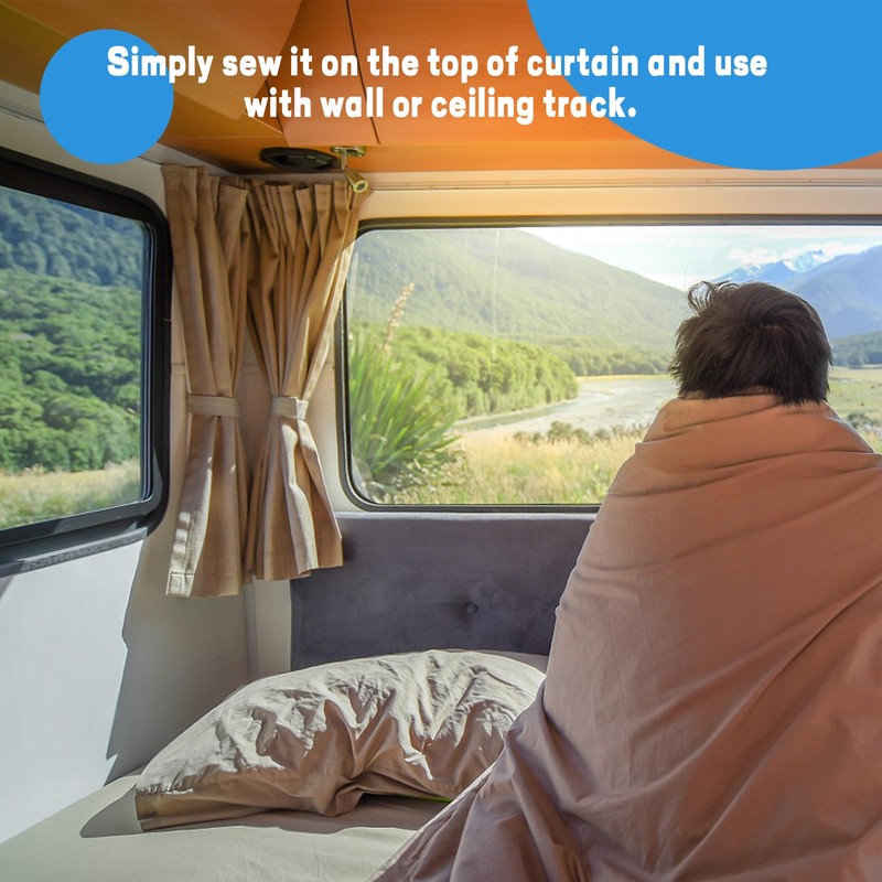 Antrys RV Clear Glide Tape, Glides for RV Curtains 1/2