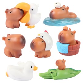 EVERMARKET 10 Pieces Mini Capybara Figurines for Crafts Tiny Resin Capybara Dollhouse Miniatures Mini Animals for Car Dashboard Fairy Garden Micro Landscaping Plant Decoration (Brown)