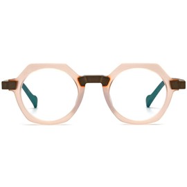 HEPIDEM - anteojos de acetato multicolor mate para mujer, estilo polígono clásico, para hombre, 9234 Leopardo Beige Mate, 45 mm
