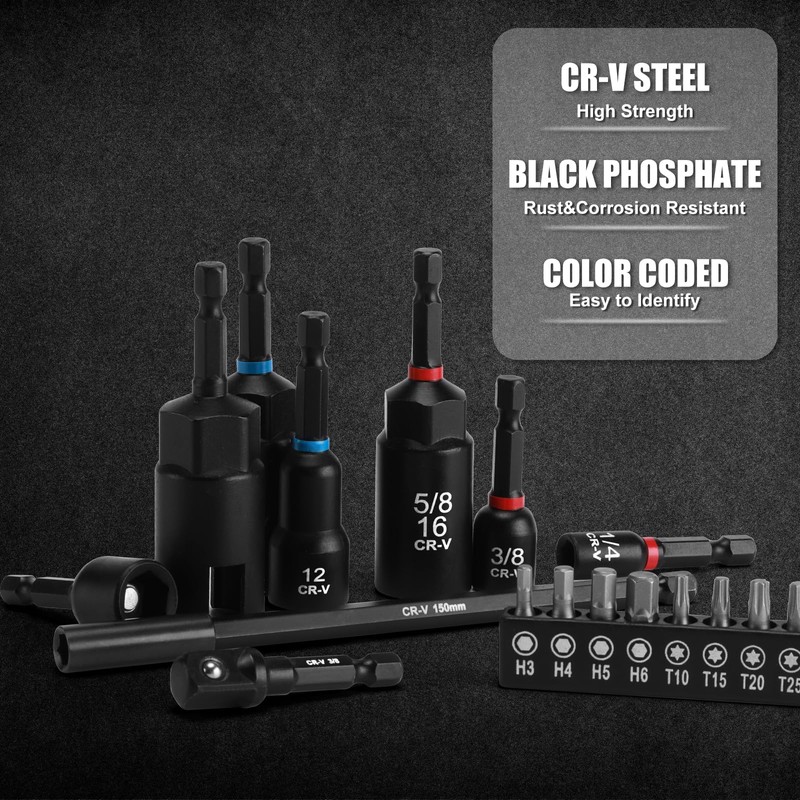 Mayouko 55PCS Magnetic Nut Driver Set, Impact Driver Bit Set,