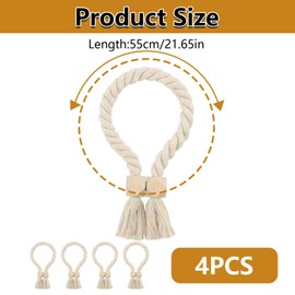 4 Pcs Magnetic Curtain Tie Backs, Tie Backs for Curtains, Modern Simple Style Tie Backs for Curtains, Curtain Tiebacks, Magnetic Tie Backs for Curtains for Home & Office Window Draperies (Beige)