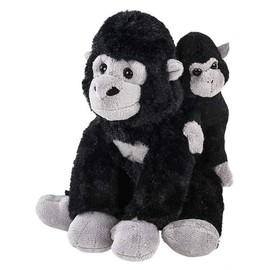 Forest & Twelfth Mom and Baby Mini Gorilla, Stuffed Animals for Boys and Girls, Safari Baby Shower Decorations, Nursery Decor, Zoo Animals for Toddlers, Stuffed Gorilla Realistic Toy Plush (Gorilla)