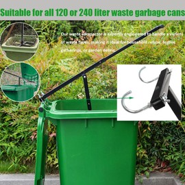 EWANYO Manual Trash Compactor, Household Trash Can Compactor with Adjustable Height, Garbage Compactor for 120-240L Wheelie Bins Iron Trash Bin Compactor Space-saving Waste Recycling Hand Tool
