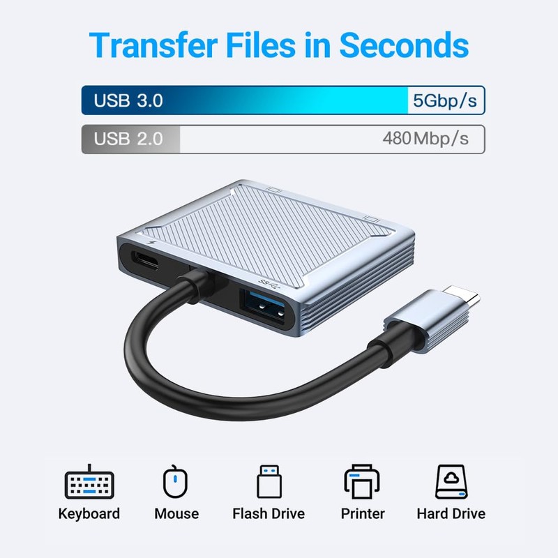 Azhizco Dual HDMI Adapter USB C Hub, Triple Display USB