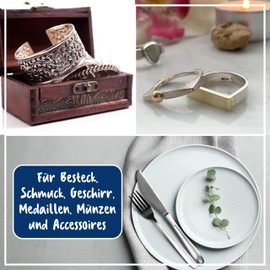 Poliboy Silver Cleaning Cloth - Silver Cleaning Cloth Against Tarnish Sites - Reusable Silver Polishing Cloth for Cutlery & Jewellery - 3 x 1 Piece - With Product Sample - Made in Germany