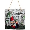 BWG Gnome Hanging Garden Square Welcome Plaque - Red