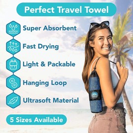 Youphoria Microfiber Travel Towel Fast Drying Lightweight - Quick Dry Towel for Camping, Beach, Backpacking, Hiking, & Sport