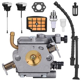 Jtron MS200/MS200T/020/020T Chainsaw Carburetor with Air Filter & Fuel Line Hose, C1Q-S126B Carb Replacement for 1129-120-0653, Compatible with Stihl 020T Carb