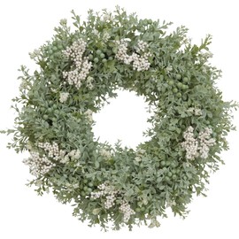 Fuxdre Purple Lavender Wreaths for Front Door, 20 Inch Artificial Lavender Wreath for All Season Fall and Winter, Front Door Fall Wreath Decor for Outdoor Home Party Wedding Wall Window Porch