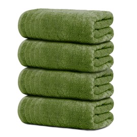 Tens Towels Pack of 4 Extra Large Bath Towels 30 x 60 Inches, 100% Cotton, Larger & Lighter Weight, Quicker to Dry, Super Soft and Absorbent, Perfect for Bathroom, Green