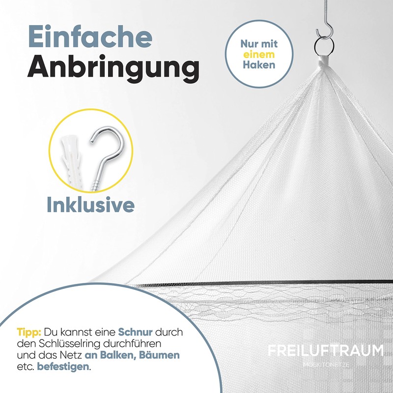 Mosquito Nets for Cots, Single, Double (Round Single, White)