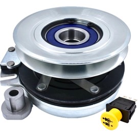 HiTorque 150ftlb (OEM 105) BIGBearing Solid Steel Billet Pulley PTO Clutch & 20A PTO Switch for John Deere AM136115 Ztrak Z245 Z255 Z355E Warner 521983 5219-83 w/Larger Replaceable Pulley Bearing