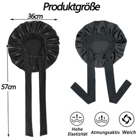 Catelves Silk Bonnet for Sleeping, Long Hair, Silk Bonnet, Soft and Comfortable, Bonnet Silk, Hair Bonnet, Sleep Cap Silk for Adjustable Wide Band for Attaching to the Head (Black)