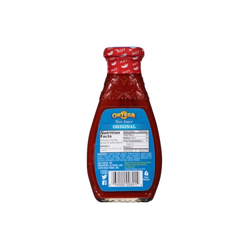 Ortega, Taco Sauce, 8oz Glass Jar (Pack of 3) (Choose