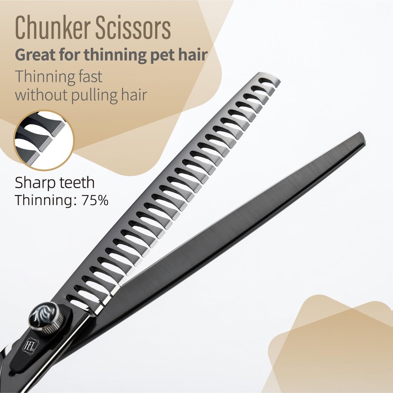 Fenice Totem Dog Grooming Scissors: 7.5 inch Bright Black Pet