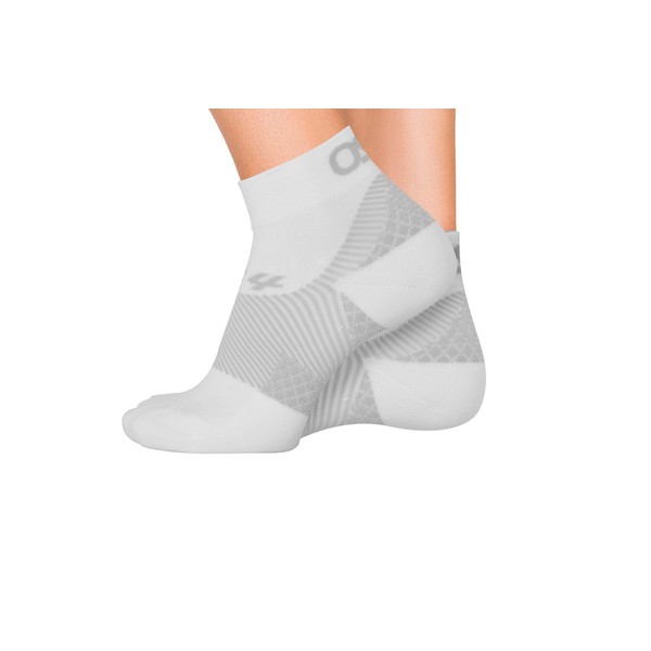 OrthoSleeve Plantar Fasciitis | Orthotic Socks (Small, Qtr Crew, White)