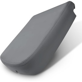 AUTOKAY BIKEQ-CP-005_2 Armrest Center Console Lid Truck Leather Synthetic Cover Skin Gray Fits for Dodge Ram 1500 2500 3500 2002 2003 2004 2005 2006 2007 2008