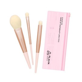 Fleria 로즈라떼 3종 브러쉬세트(핑크 지퍼파우치 포함) Rose Latte 3-Piece Brush Set (Includes Pink Zipper Pouch)