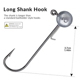 THKFISH Round Jig Heads for Bass Fishing Saltwater Freshwater Long Shank Jig Heads with Bait Holder Fishing Jigs for Bass Pike Trout Walleye 1/6oz 10Pcs