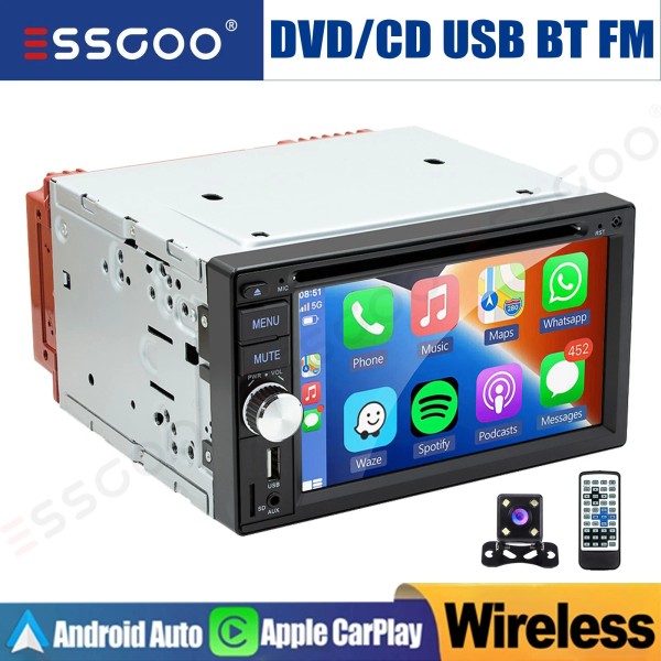 ESSGOO 6.2" Double DIN Car Stereo Apple CarPlay/Androi