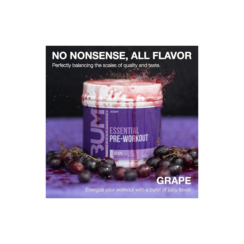 Raw cbum essential pre workout pre entreno 30 servicios sabor