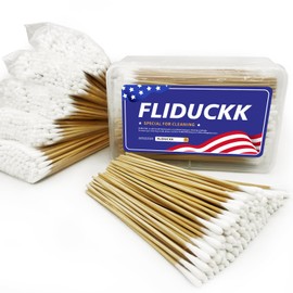 FLIDUKK 500PCS Round Cotton Swabs - Long Cotton Swab 6 inch - Cotton Swabs with Strong Bamboo Sticks - Biodegradable Cotton Tip Applicators for Cleaning, Makeup, Pets Care (In Storage Case)