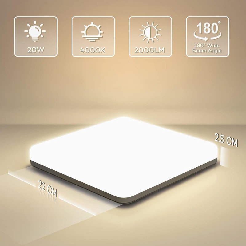 OUILA LED Ceiling Light, 20 W 2000 LM Ceiling Light