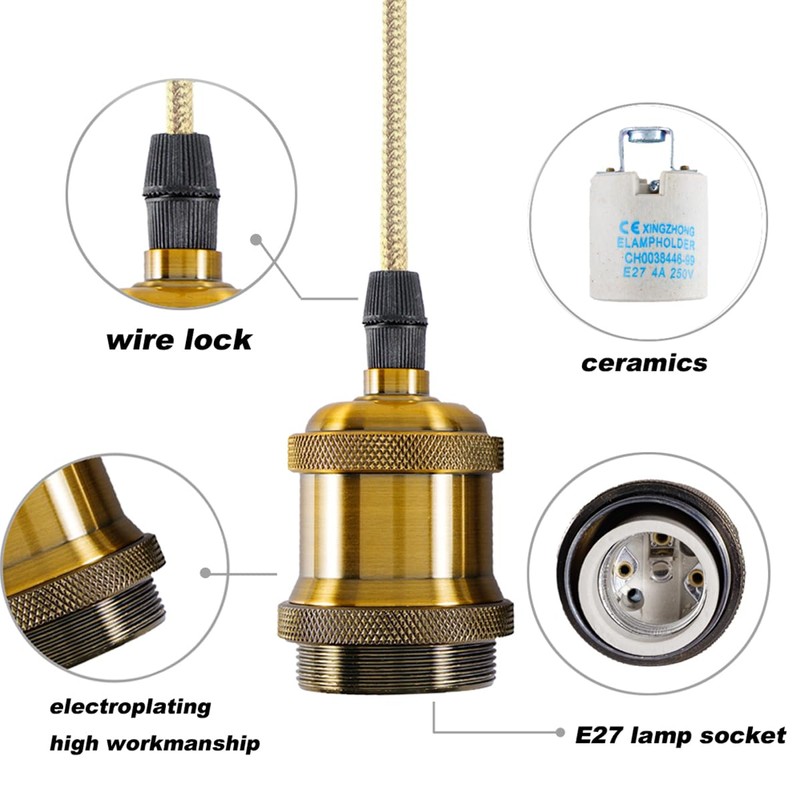 Sevenpers Light Fittings Ceilings, 2 Pack E27 Vintage Pendant Light
