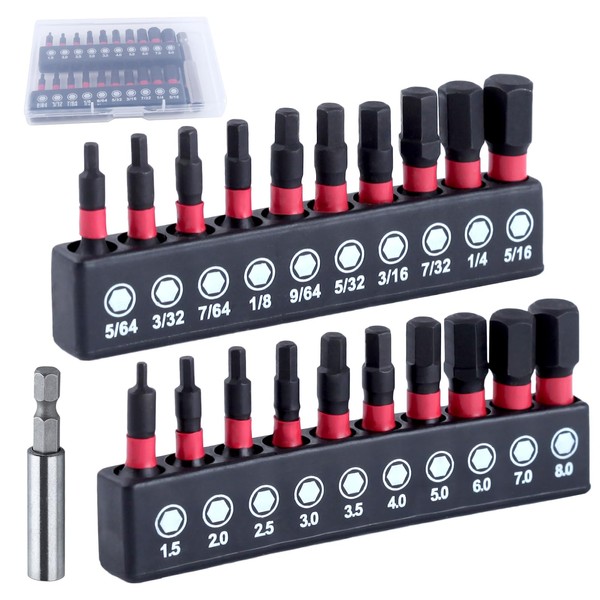 LEONTOOL 20pcs Hex Head Allen Key Drill Bit Set with