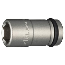 TONE HP4NV-18L Long Socket for Impacts, 0.5 inch (12.7 mm) (1/2 mm), Double Side Width: 0.7 inches (18 mm)