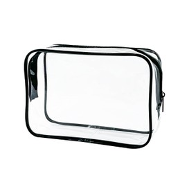 Neon Clear Pouch Small, Clear Makeup Bag, 7"x2.3"x4.7" Size TSA Approved Toiletry Bag, Clear Travel Bags for Toiletries, Clear Cosmetic Bag for Women and Men Small, Transparent (black bone ), Solid