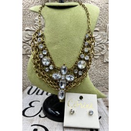 CG Vintage Designer Cg Beautiful Art Cross Pendant Princess Necklace Earrings NWT